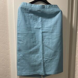 Elegant Sky Blue Women's Leather Skirt